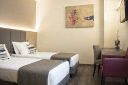 Imagen de 2 camas individuales en habitación Standard con televisión